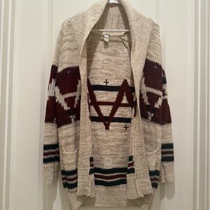 Forever 21 Tribal Print Chunky Knit Cardigan, Size Small
